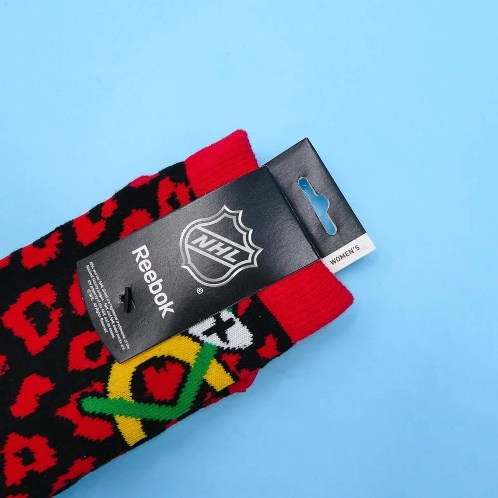 Chicago Blackhawks Crew Socks Womens One Size Reebok Red Hockey NHL Mid‎ Y2K